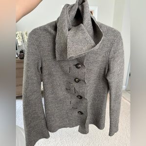 Anthropologie wool asymmetrical button up sweater.